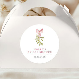 Mistletoe Dusty Rose Bow Bridal Shower ラウンドシール