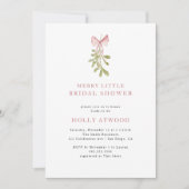 Mistletoe Dusty Rose Bow Bridal Shower 招待状 (正面)