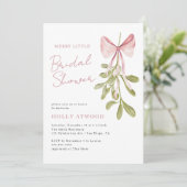 Mistletoe Dusty Rose Bow Bridal Shower 招待状 (スタンド正面)