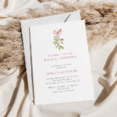 Mistletoe Dusty Rose Bow Bridal Shower 招待状