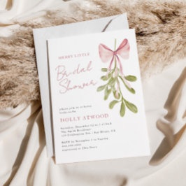 Mistletoe Dusty Rose Bow Bridal Shower 招待状