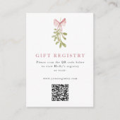 Mistletoe Dusty Rose Bow QR Code エンクロージャーカード (正面)