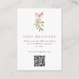 Mistletoe Dusty Rose Bow QR Code エンクロージャーカード