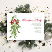 Mistletoe Greenery Christmas Party Custom  招待状