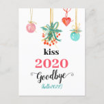 Mistletoe Kiss Goodbye to 2020 Do-over Funny Red シーズンポストカード<br><div class="desc">This is a beautiful Mistletoe Kiss Christmas Holiday postcard with 'Kissing Goodbye to 2020 Hello 2021' in elegant script. A wonderful card for friends and family to greet them Merry Christmas and a wonderful New Year.</div>