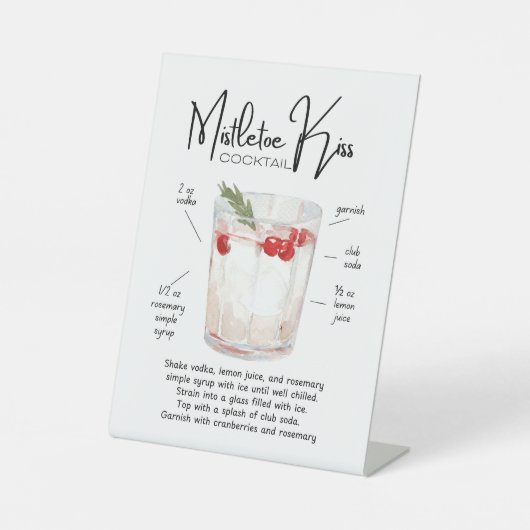 Mistletoe Kiss Holiday Cocktail Bar Sign 台座サイン (正面)