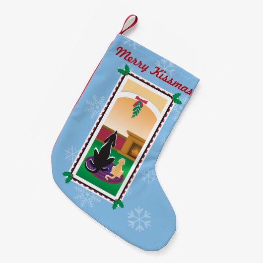 mistletoe_Kissmasの下のWagsToWishes®_Petsメリー スモールクリスマスストッキング (正面 (吊り時))