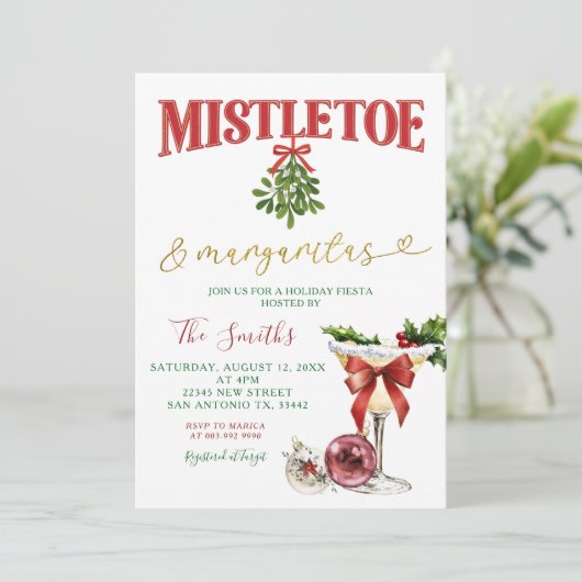 Mistletoe & Margaritas Winter Holiday Fiesta Party 招待状 (スタンド正面)