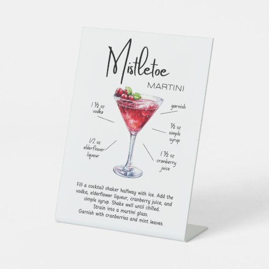 Mistletoe Martini Holiday Bar Sign 台座サイン (正面)
