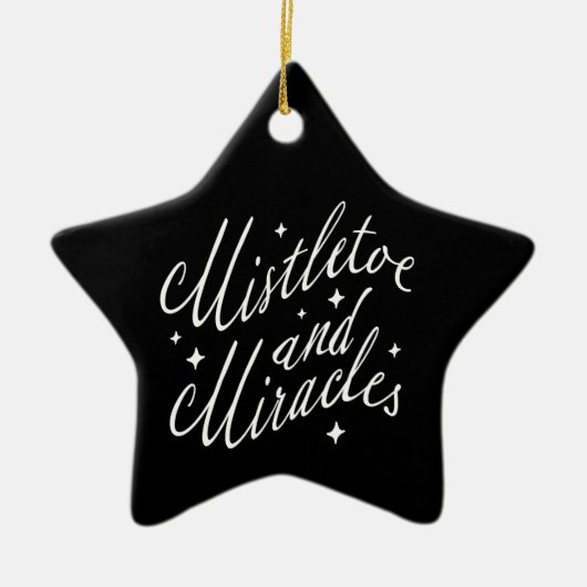 Mistletoe & Miracles Modern Christmas Black Star セラミックオーナメント (正面)