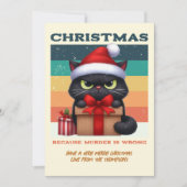 Mistletoe Modern Funny Cat Retro Christmas Photo シーズンカード (正面)