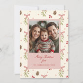 Mistletoe Pinecone Berry Pattern Photo  シーズンカード (正面)