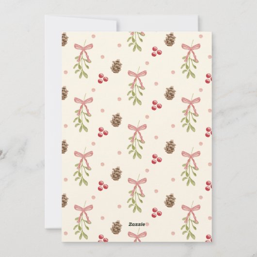 Mistletoe Pinecone Berry Pattern Photo  シーズンカード (裏面)
