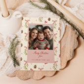 Mistletoe Pinecone Berry Pattern Photo  シーズンカード