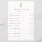 Mistletoe Pink Bow Bridal Shower She Said He Said (正面)