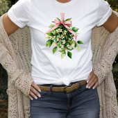 Mistletoe with Pink Ribbon Tシャツ