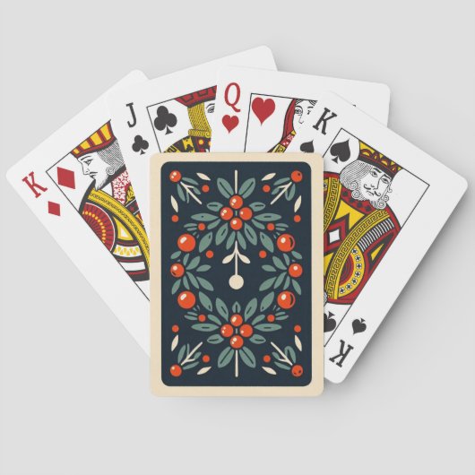 Mistlletoe Holly berries Pattern Poker Cards トランプ (裏面)