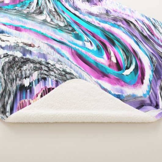 Misto de gradiente e chuviscado, ciano e pink シェルパブランケット (3/4)