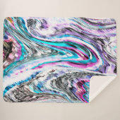 Misto de gradiente e chuviscado, ciano e pink シェルパブランケット (正面(横))