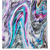 Misto de gradiente e chuviscado, ciano e pink シャワーカーテン (正面)