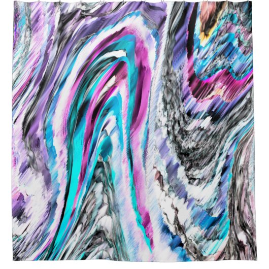 Misto de gradiente e chuviscado, ciano e pink シャワーカーテン (正面)