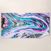 Misto de gradiente e chuviscado, ciano e pink ビーチタオル (正面)