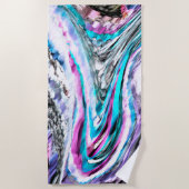 Misto de gradiente e chuviscado, ciano e pink ビーチタオル (正面)