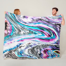 Misto de gradiente e chuviscado, ciano e pink フリースブランケット