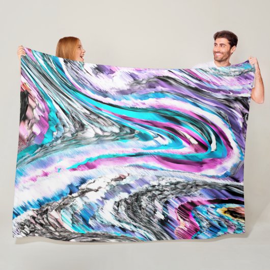 Misto de gradiente e chuviscado, ciano e pink フリースブランケット (インサイチュ)