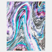 Misto de gradiente e chuviscado, ciano e pink フリースブランケット (正面)