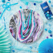 Misto de gradiente e chuviscado, ciano e pink ペーパープレート (パーティー)