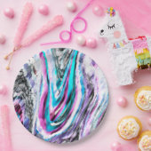 Misto de gradiente e chuviscado, ciano e pink ペーパープレート (パーティー)