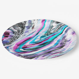 Misto de gradiente e chuviscado, ciano e pink ペーパープレート