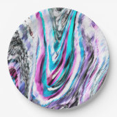 Misto de gradiente e chuviscado, ciano e pink ペーパープレート (正面)