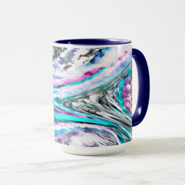 Misto de gradiente e chuviscado, ciano e pink マグカップ