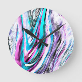 Misto de gradiente e chuviscado, ciano e pink ラウンド壁時計