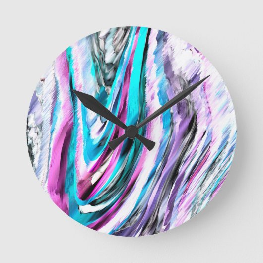 Misto de gradiente e chuviscado, ciano e pink ラウンド壁時計 (正面)