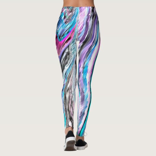 Misto de gradiente e chuviscado, ciano e pink レギンス (裏面)