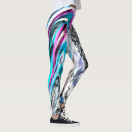 Misto de gradiente e chuviscado, ciano e pink レギンス