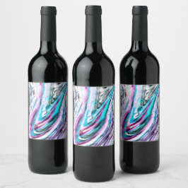 Misto de gradiente e chuviscado, ciano e pink ワインラベル