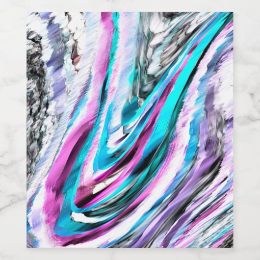 Misto de gradiente e chuviscado, ciano e pink ワインラベル (シングルラベル)