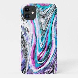 Misto de gradiente e chuviscado, ciano e pink iPhone 11 ケース