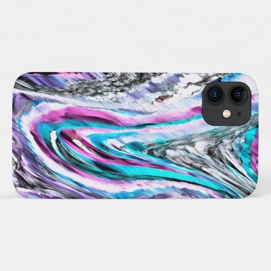 Misto de gradiente e chuviscado, ciano e pink Case-Mate iPhoneケース (裏面(横))