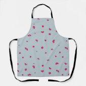 Misty Blue Deep Pink Cosmos Floral Pattern エプロン (正面)