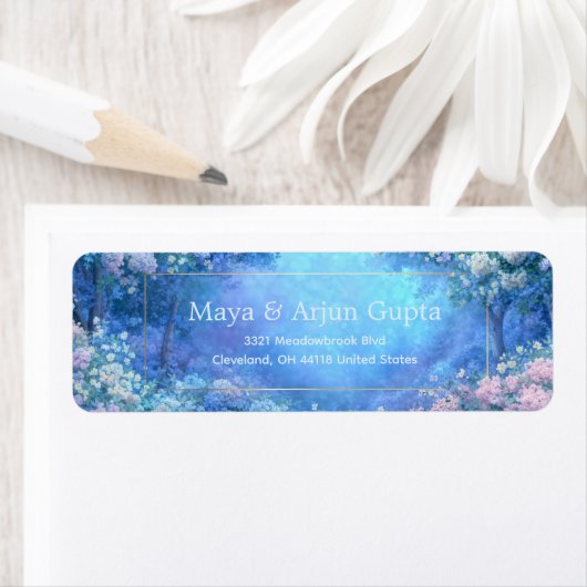 Misty Blue Enchanted Forest Gold Frame ラベル (インサイチュ)