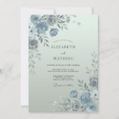 Misty Blue Ethereal Spring Wedding 招待状 (正面)