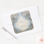 Misty Blue Filigree Ethereal Forest Wedding スクエアシール (封筒)