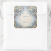 Misty Blue Filigree Ethereal Forest Wedding スクエアシール (バッグ)