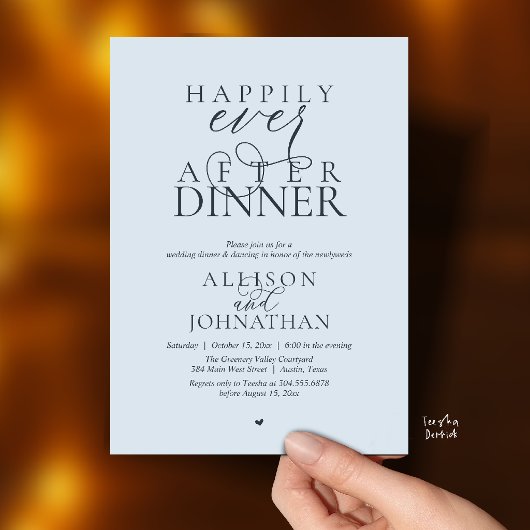 Misty Blue Happily Ever After Dinner Wedding 招待状