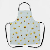 Misty Blue Japanese Yellow Pansy Floral Pattern エプロン (正面)